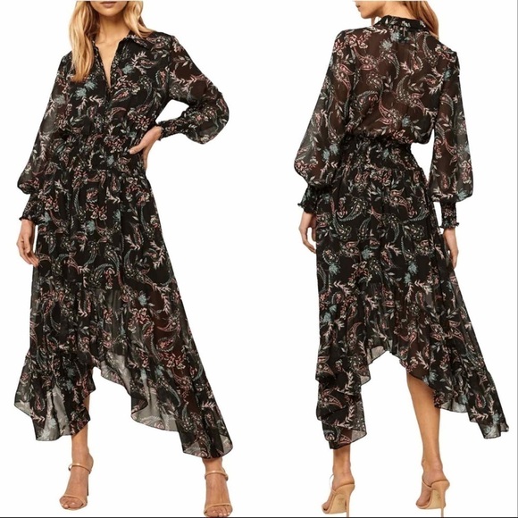 Misa Los Angeles Zahra Paisley Dark Floral Midi Dress Size small - Picture 16 of 16